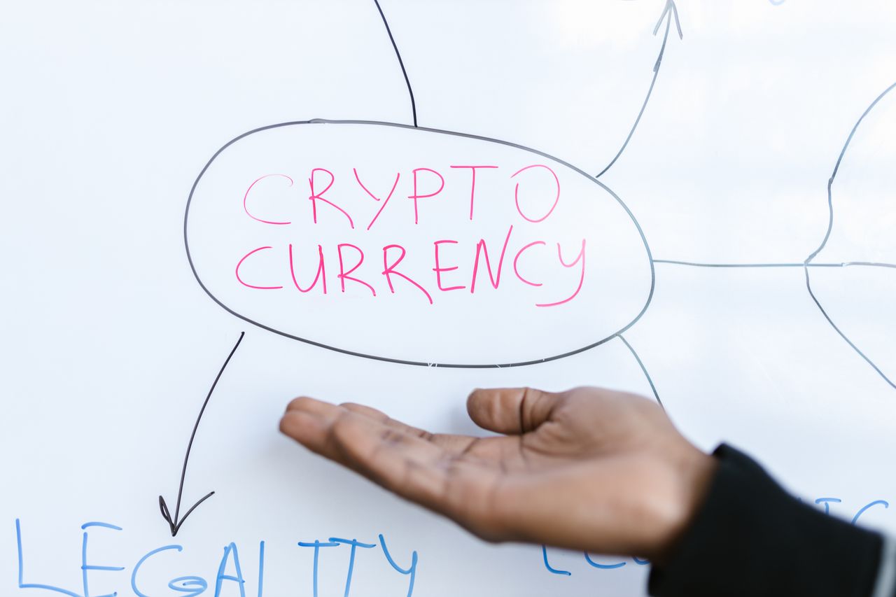 services-06 Close-up of a hand gesturing at a cryptocurrency diagram on a whiteboard, highlighting crypto concepts.